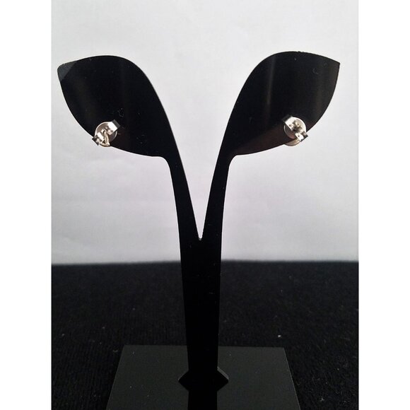 DARK GREEN CAT'S EYE Star Quartz sterling silver EARRINGS 6x8mm artisan 925 - Picture 6 of 9